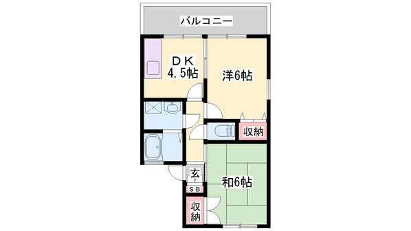 西飾磨駅 徒歩5分 2階の物件間取画像
